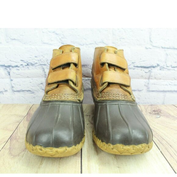 Vintage LL Bean Brown Leather Hook & Loop Unlined Duck Boots Size 10 M - Picture 4 of 10